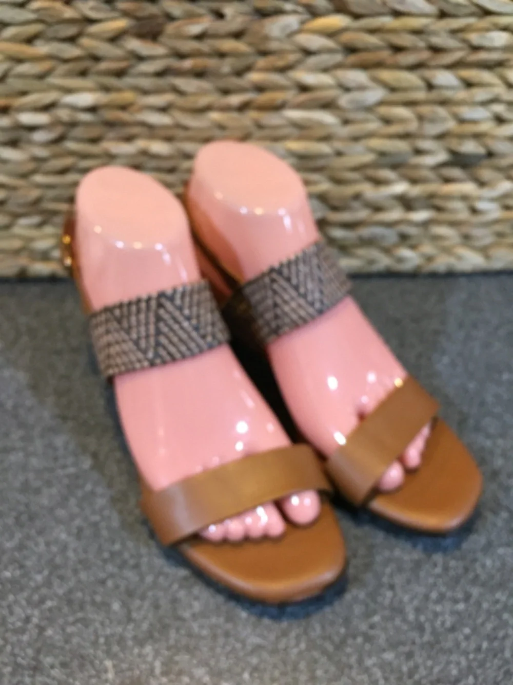 Italian Shoemakers Brown Tan Two-Strap Sandals